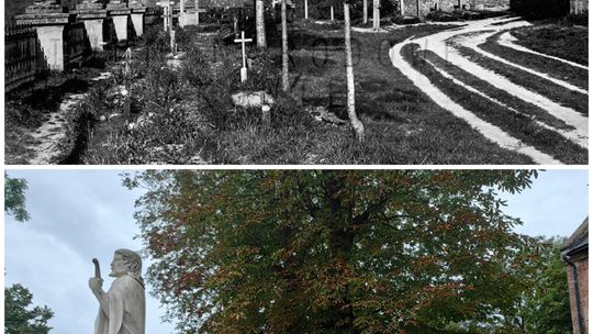Zdjęcie przedstawia plakat promujący wydarzenie Spacer październikowy po bieckich cmentarzach