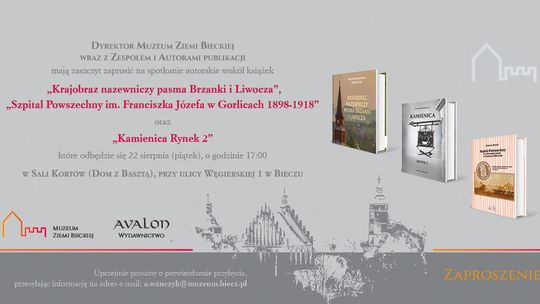 Zdjęcie przedstawia plakat promujący Spotkanie autorskie w Bieczu