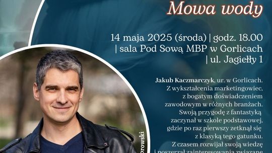 Plakat promujący spotkanie autorskie z Jakubem Kaczmarczykiem