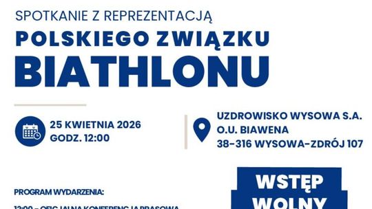 zdjęcie przedstawia plakat promujacy wydarzenie - Spotkanie z reprezentacją Polskiego Związku Biathlonu