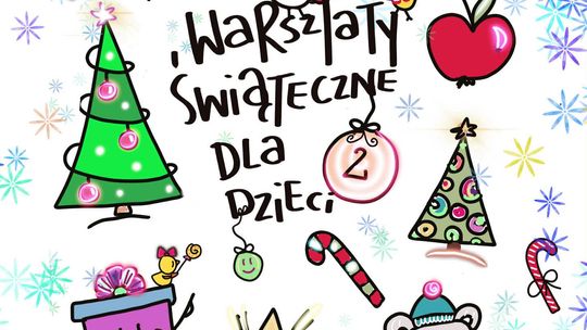 Zdjęcie przedstawia plakat promujący wydarzenie Świąteczno-rysunkowe warsztaty w księgarni Mieszko