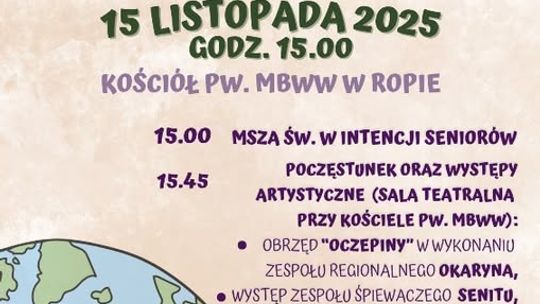 Światowy dzień seniora w gminie Ropa | zapowiedzi wydarzeń - halogorlice.info Plakat zapowiadający wydarzenie - Światowy dzień seniora w gminie Ropa