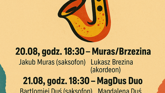 Zdjęcie przedstawia plakat promujący wydarzenie Trzy wieczory z saksofonem w Bobowej