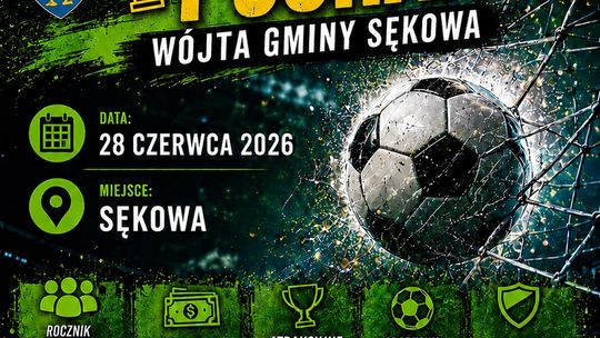 plakat zapowiadający wydarzenie - Turniej Piłki Nożnej „Małego Pola” o Puchar Wójta Gminy Sękowa