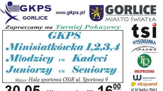 Zdjęcie przedstawia plakat zapowiadający wydarzenie - Turniej Pokazowy w Gorlicach