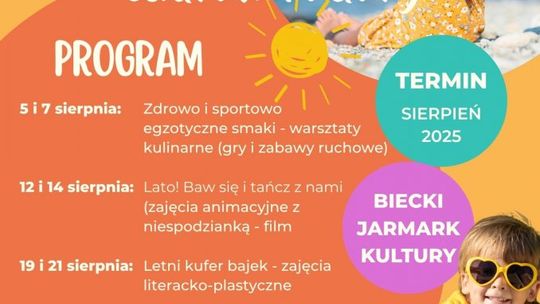 Wakacje z Bieckim Centrum Kultury | halogorlice.info Plakat promujący Wakacje z Bieckim Centrum Kultury