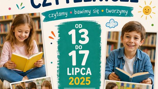 Zdjęcie przedstawia plakat zapowiadający wydarzenie - Wakacje z książką