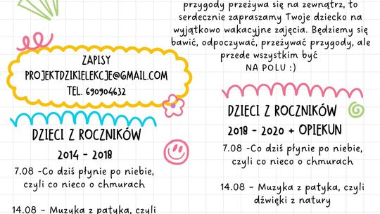 Zdjęcie przedstawia plakat promujący Wakajki na polu z Dzikim Projektem