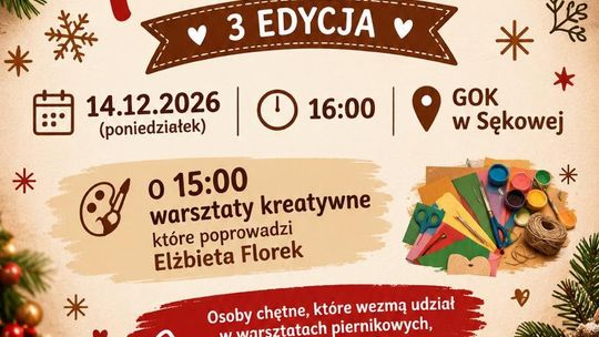 Plakat promujący warsztaty piernikowe w Sękowej