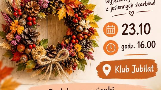 Plakat promujący warsztaty jesienne robienia wianków
