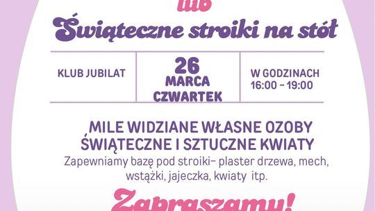warsztaty wielkanocne w klubie Jubilat | zapowiedzi wydarzeń - halogorlice.info