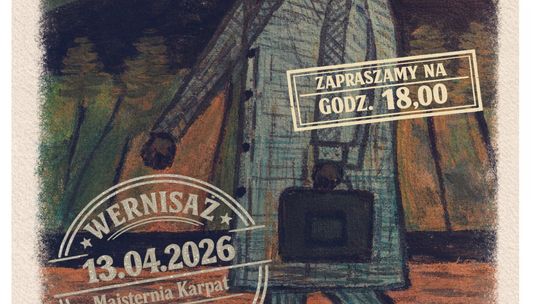 zdjęcie przedstawia plakat promujacy wydarzenie - Wernisaż: Julia Doszna – „Śladami Nikifora”