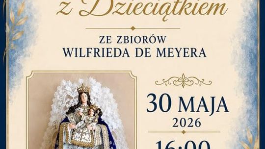 Zdjęcie przedstawia plakat zapowiadający wydarzenie - Wernisaż - Madonna z Dzieciątkiem