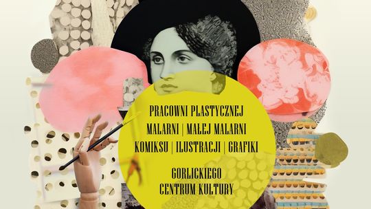 Plakat zapowiadający wydarzenie Wernisaż wystawy końcoworocznej pracowni plastycznej GCK