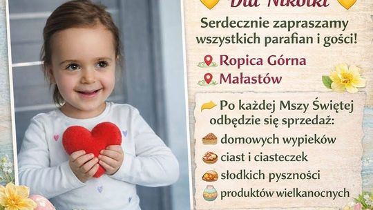 plakat zapowiadający wydarzenie -  Wielkanocny Kiermasz Dobroci dla Nikolki