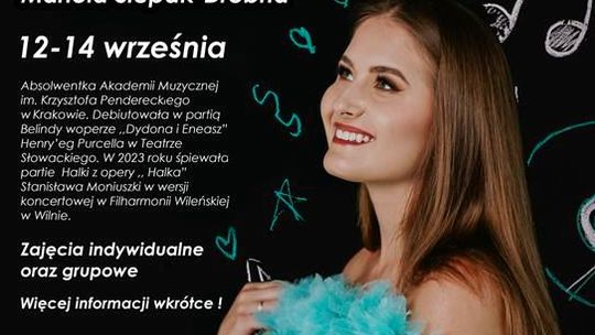 Zdjęcie przedstawia plakat promujący wydarzenie Warsztaty śpiewu, emisji głosu i scenicznej odwagi
