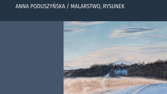 Zdjęcie przedstawia plakat promujący Wystawę Anny Poduszyńskiej pt. Metamorfozy grodziska