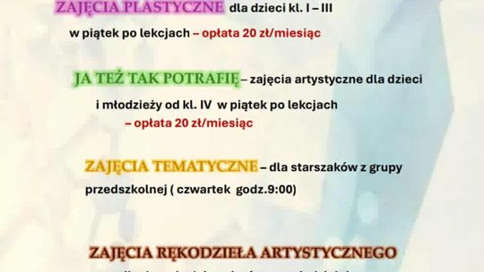 Zajęcia artystyczne w Kwiatonowicach | halogorlice.info Zdjęcie przedstawia plakat promujący wydarzenie Zajęcia artystyczne w Kwiatonowicach