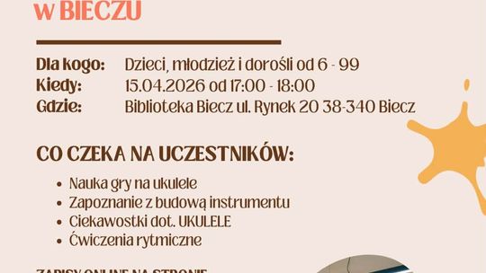 plakat zapowiadający wydarzenie - Zajęcia gry na ukulele
