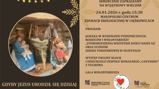 Plakat zapowiadający wydarzenie - ZAPROSZENIE NA WYJĄTKOWY WIECZÓR „Gdyby Jezus urodził się dzisiaj”