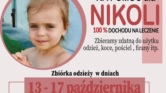 Zbiórka odzieży używanej na pomoc dla Nikoli Woźniak | halogorlice.info Plakat zapowiadający wydarzenie pt. Zbiórka odzieży używanej na pomoc dla Nikoli Woźniak