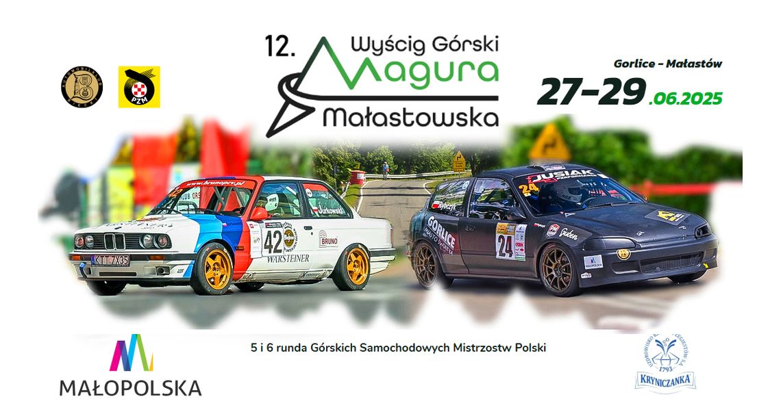 12. Wyścig Górski Magura Małastowska | halogorlice.info Plakat zapowiadający wydarzenie 12. Wyścig Górski Magura Małastowska