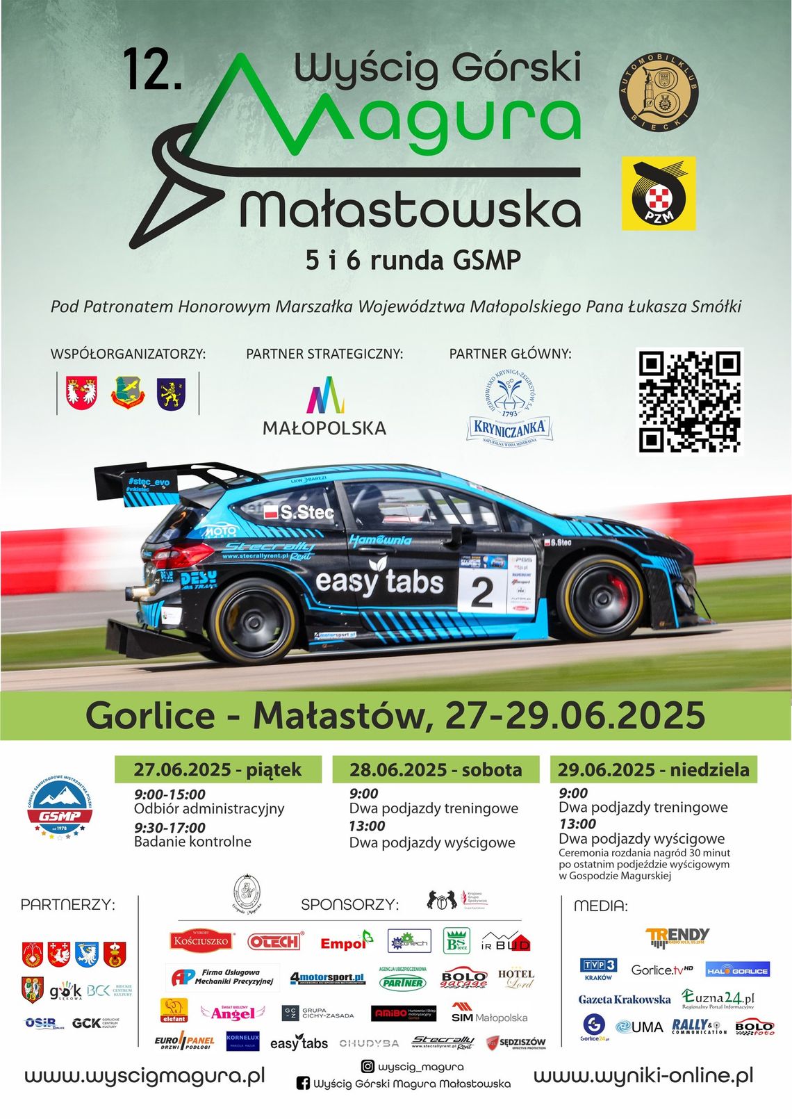 12. Wyścig Górski Magura Małastowska | halogorlice.info Plakat zapowiadający wydarzenie 12. Wyścig Górski Magura Małastowska