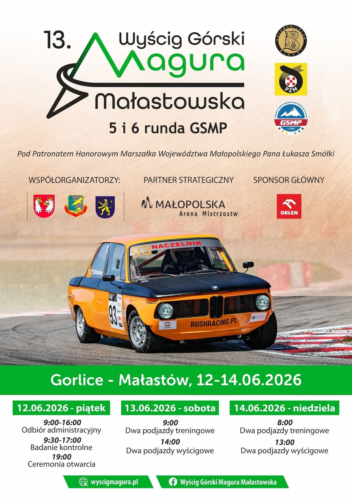 13 Wyścig Górski Magura Małastowska | zapowiedzi wydarzeń - halogorlice.info zdjęcie przedstawia plakat promujący wydarzenie - 13 Wyścig Górski Magura Małastowska