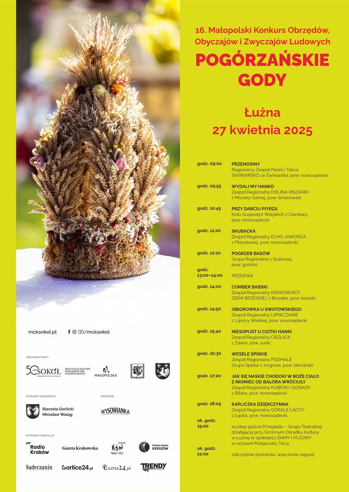 Plakat  Małopolski Konkurs Obrzędów, Zwyczajów i Obyczajów POGÓRZAŃSKIE GODY