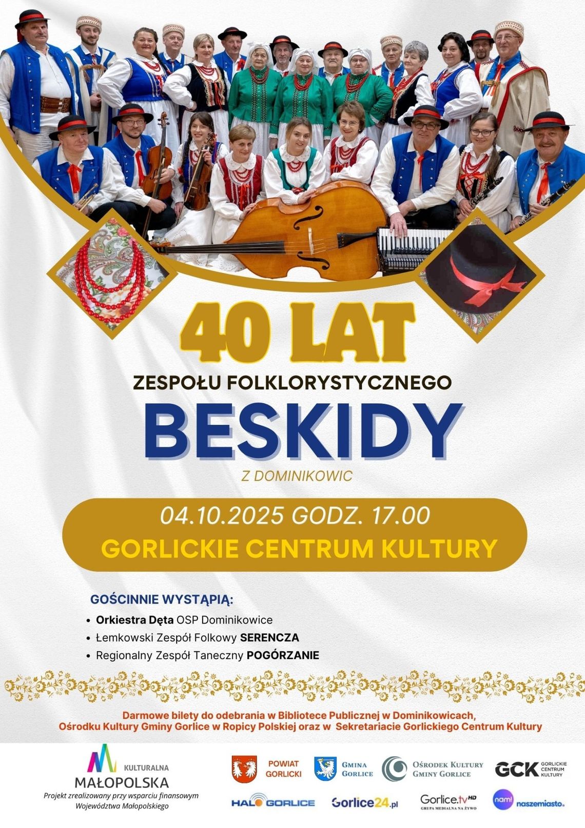 Zdjęcie przedstawia plakat promujący wydarzenie 40-lecie Zespołu Folklorystycznego Beskidy