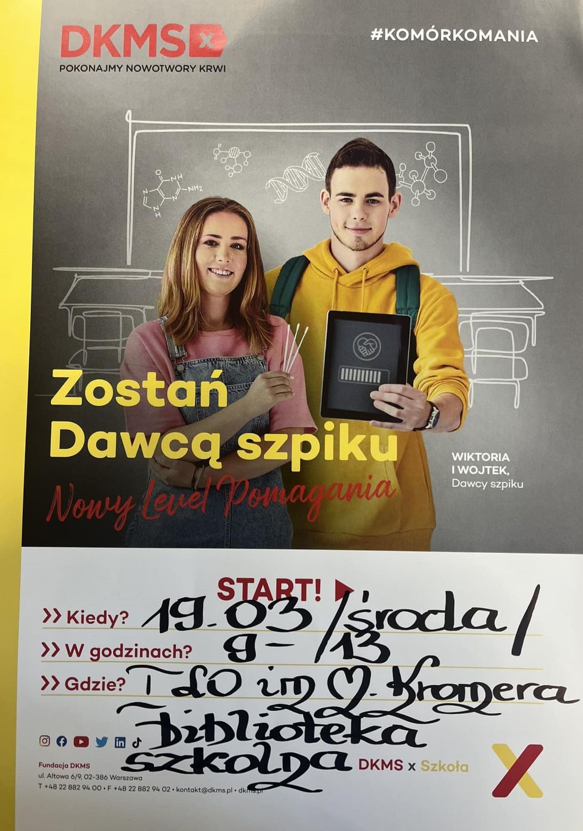 Plakat DKMS Zostań Dawcą szpiku