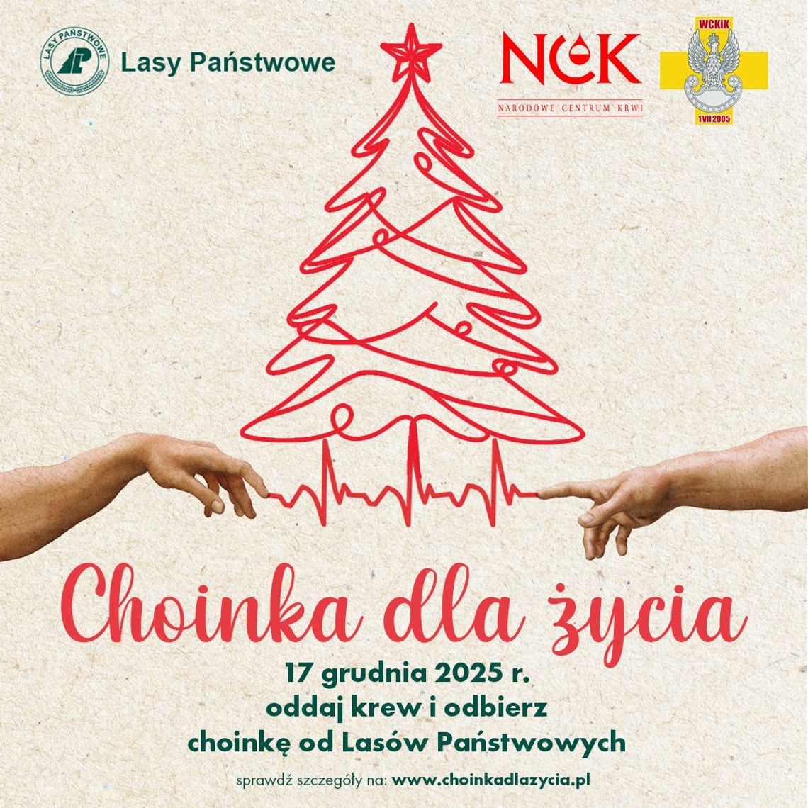 plakat zapowiadający wydarzenie Akcja krwiodawstwa “Choinka dla Życia”