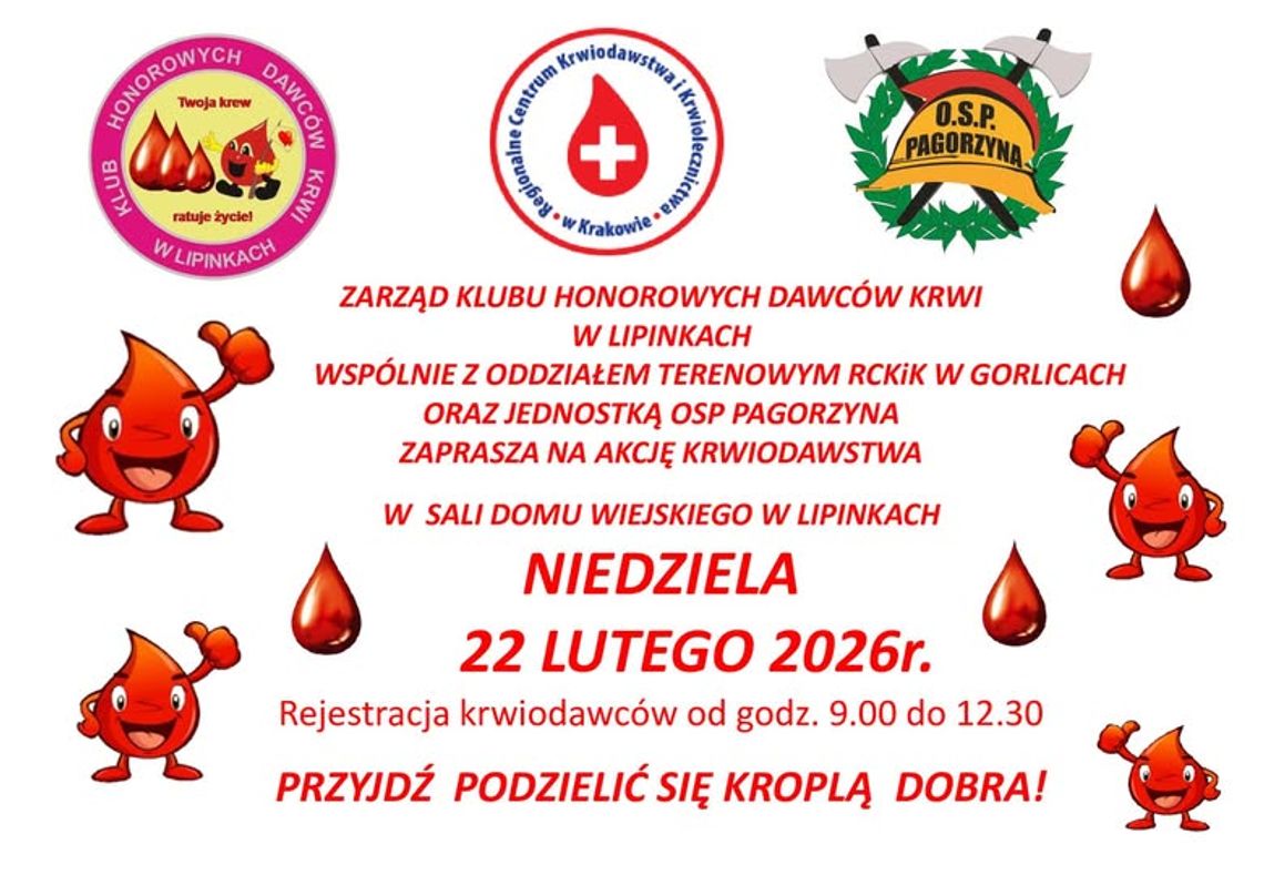 Akcja krwiodawstwa w Lipinkach | wydarzenia - halogorlice.info