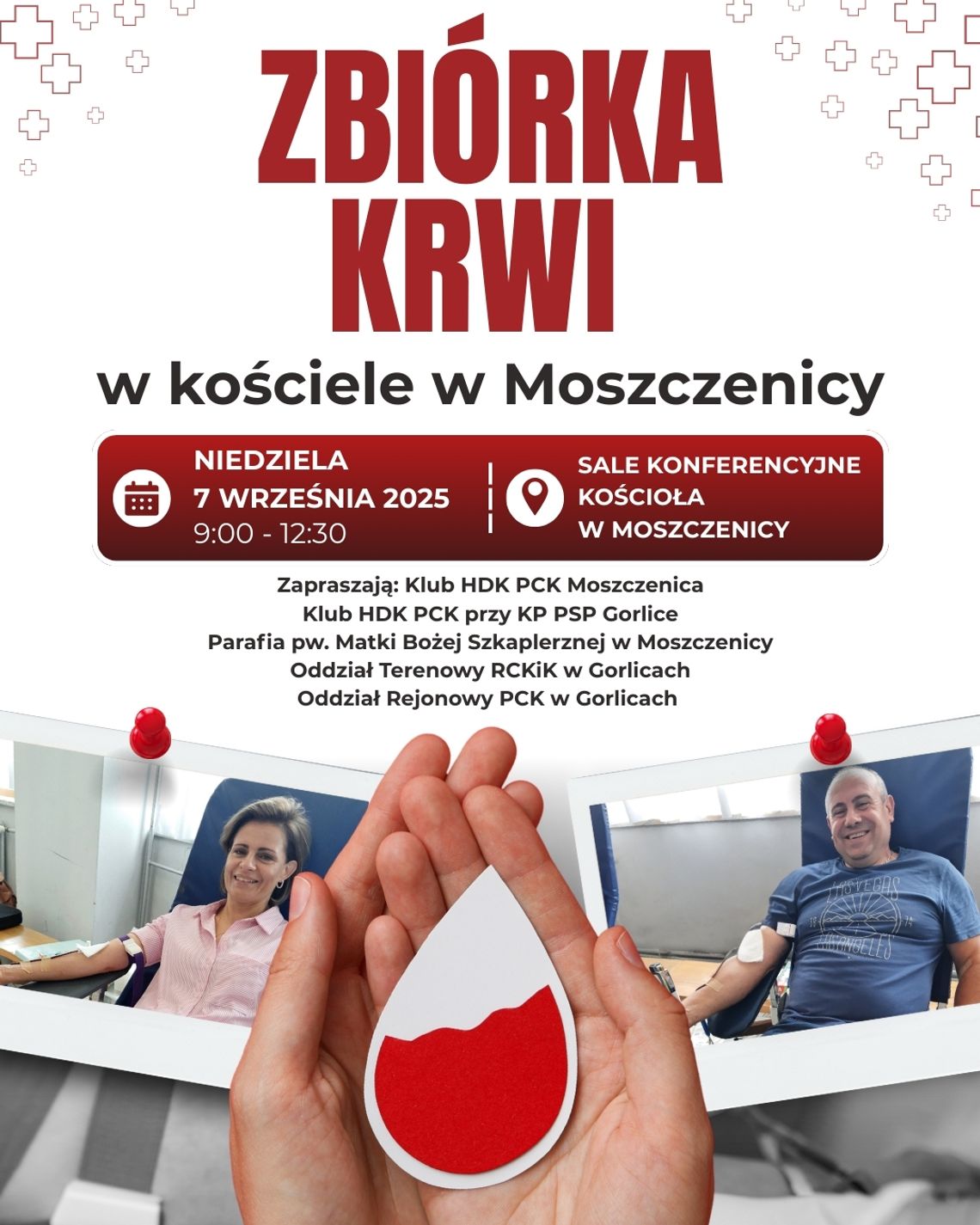 Akcja krwiodawstwa w Moszczenicy | halogorlice.info Zdjęcie przedstawia plakat promujący wydarzenie Akcja krwiodawstwa w Moszczenicy