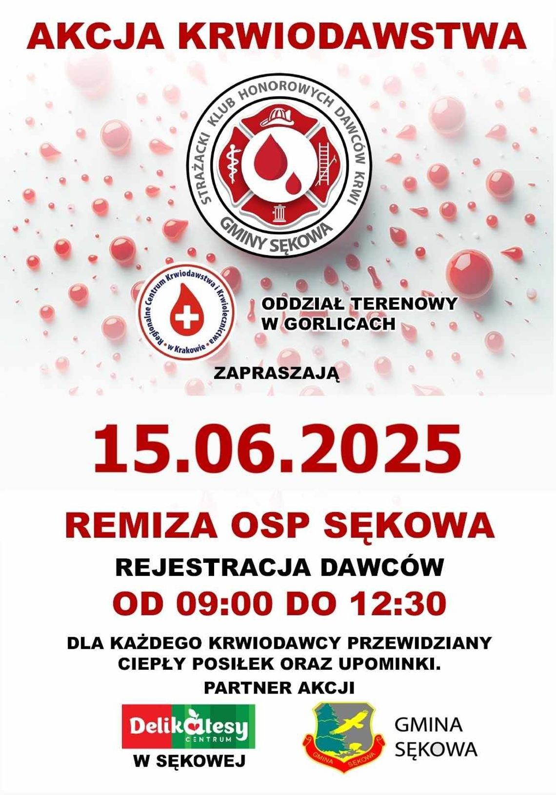 Akcja krwiodawstwa w Sękowej | halogorlice.info Plakat zapowiadający wydarzenie Akcja krwiodawstwa w Sękowej