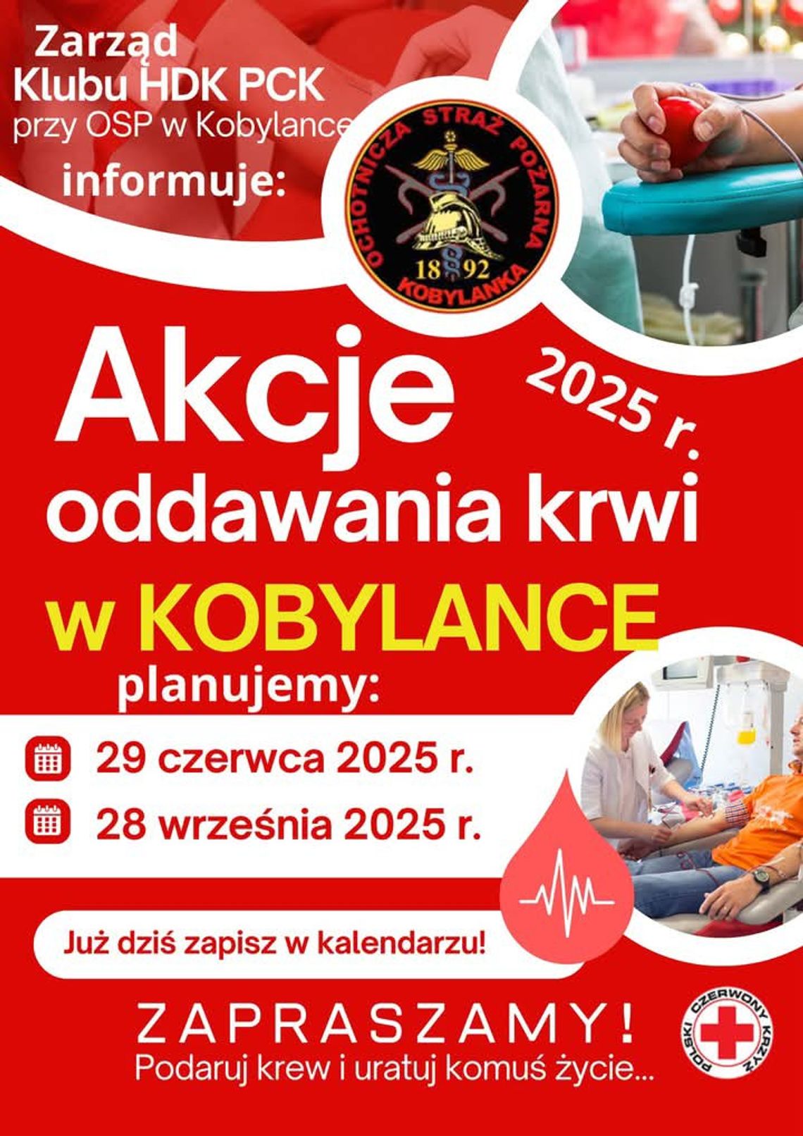 Akcja oddawania krwi w Kobylance | halogorlice.info Plakat zapowiadający wydarzenie Akcja oddawania krwi w Kobylance