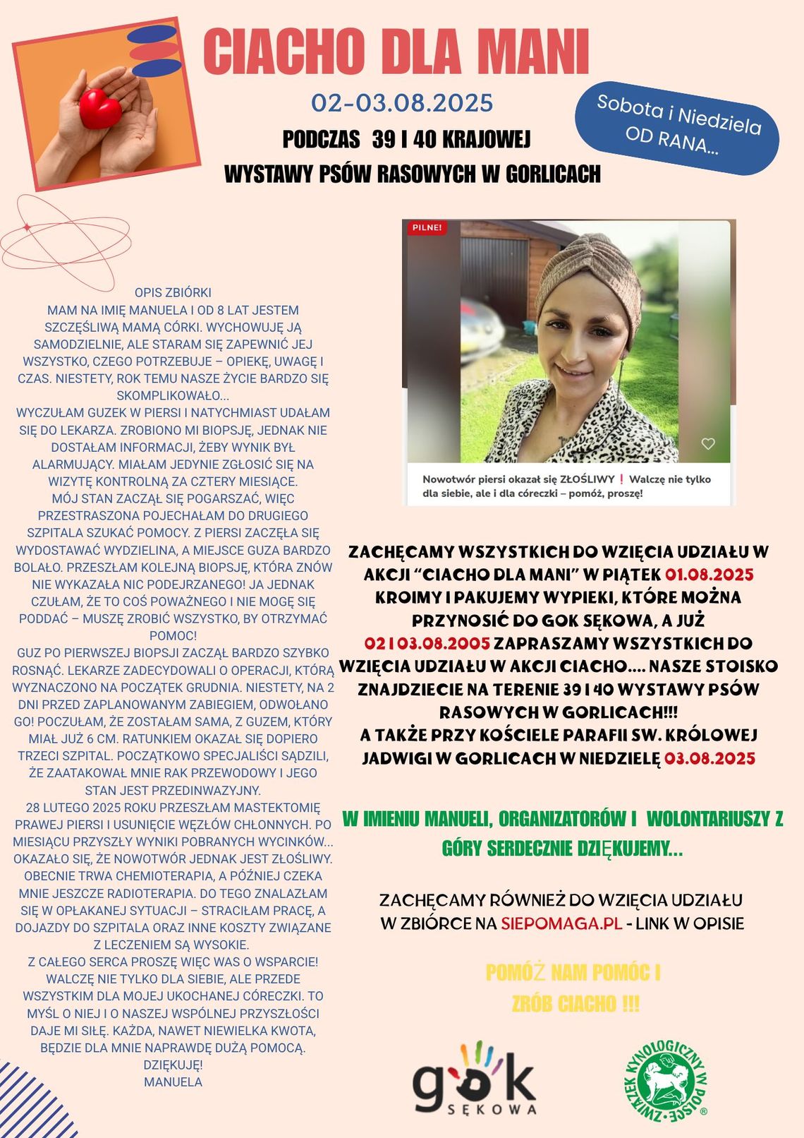 Akcja pt. Ciacho dla Mani | halogorlice.info Zdjęcie przedstawia plakat promujący Akcję pt. Ciacho dla Mani