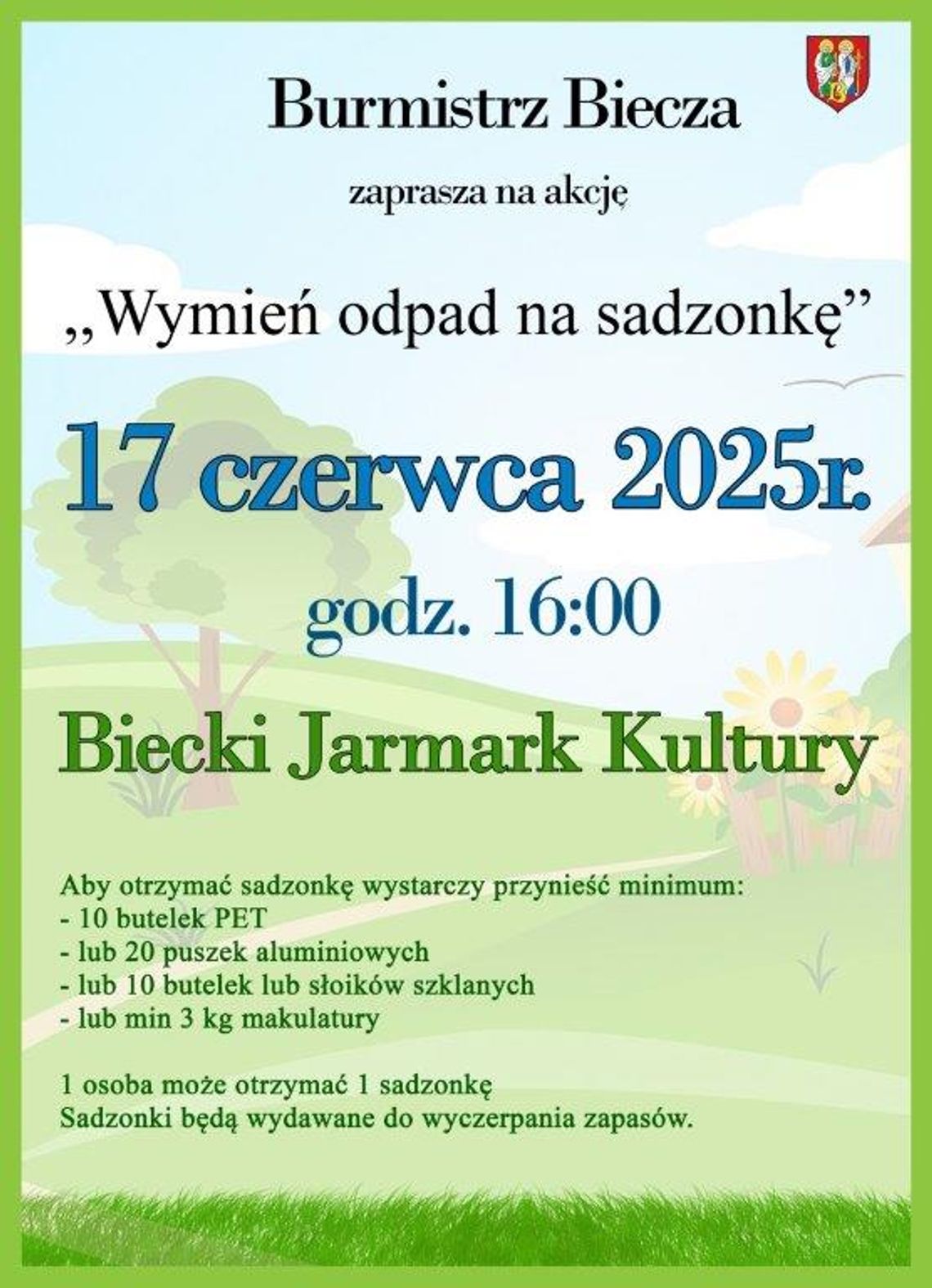 Akcja: Wymień odpad na sadzonkę | halogorlice.info Plakat zapowiadający wydarzenie Akcja: Wymień odpad na sadzonkę
