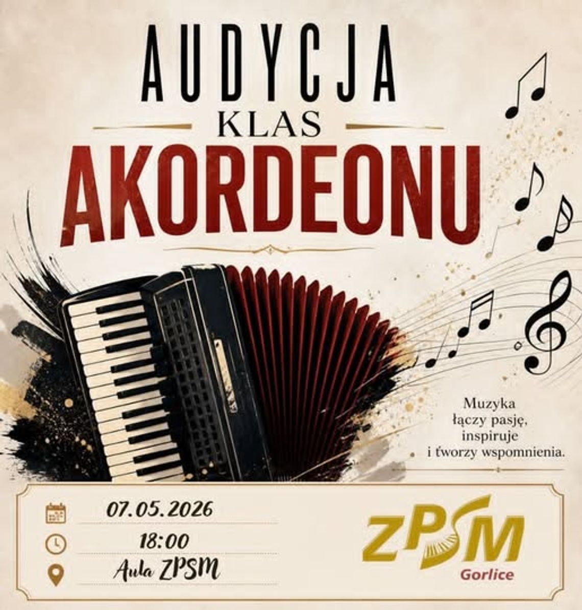 zdjęcie przedstawia plakat promujacy wydarzenie - Audycja klas akordeonu