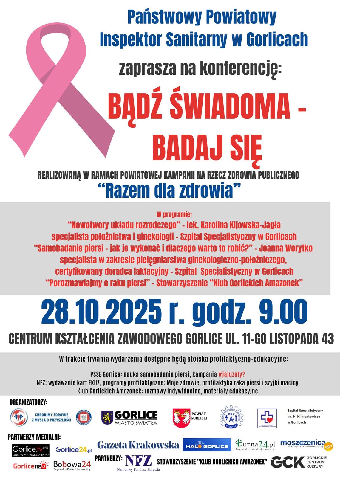 Bądź świadoma - badaj się | zapowiedzi wydarzeń - halogorlice.info Plakat zapowiadający wydarzenie Bądź świadoma - badaj się