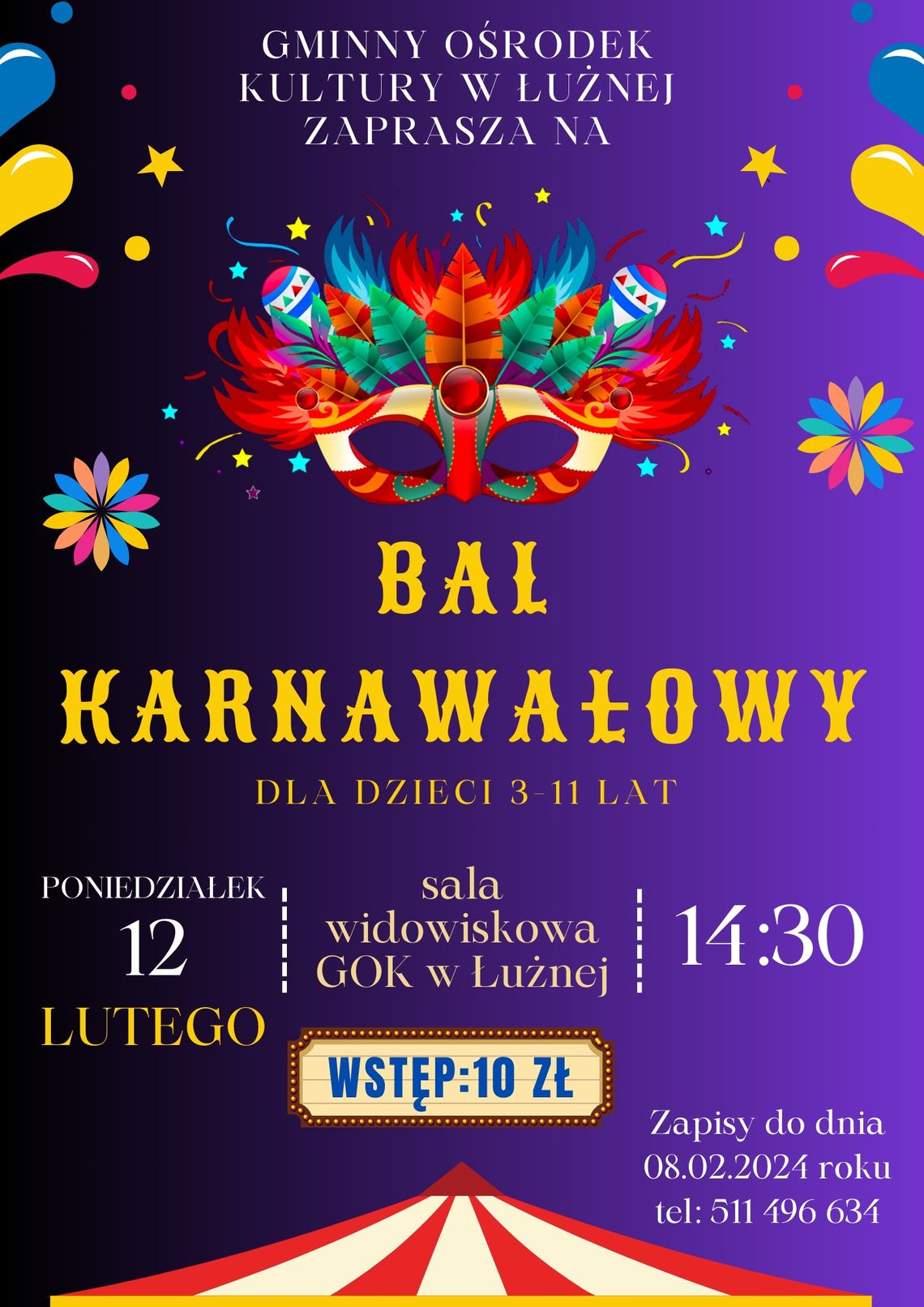 Bal Karnawałowy w Gminnym Ośrodku Kultury w Łużnej | halogorlice.info