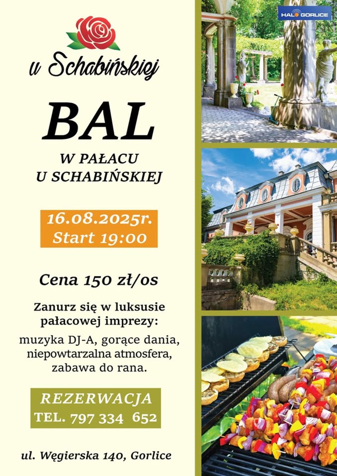 Zdjęcie przedstawia plakat promujący wydarzenie Bal w Pałacu u Schabińskiej
