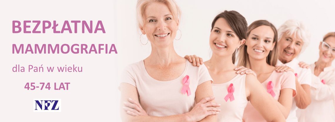 plakat zapowiadający wydarzenie - Bezpłatna Mammografia w powiecie gorlickim