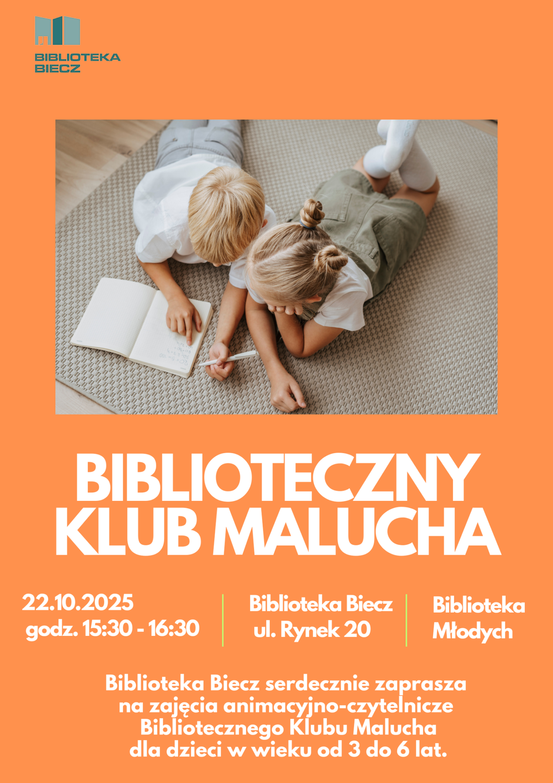 Biblioteczny Klub Malucha – zajęcia animacyjno-czytelnicze | zwiastuny wydarzeń - halogorlice.info Plakat zapowiadający wydarzenie Biblioteczny Klub Malucha – zajęcia animacyjno-czytelnicze