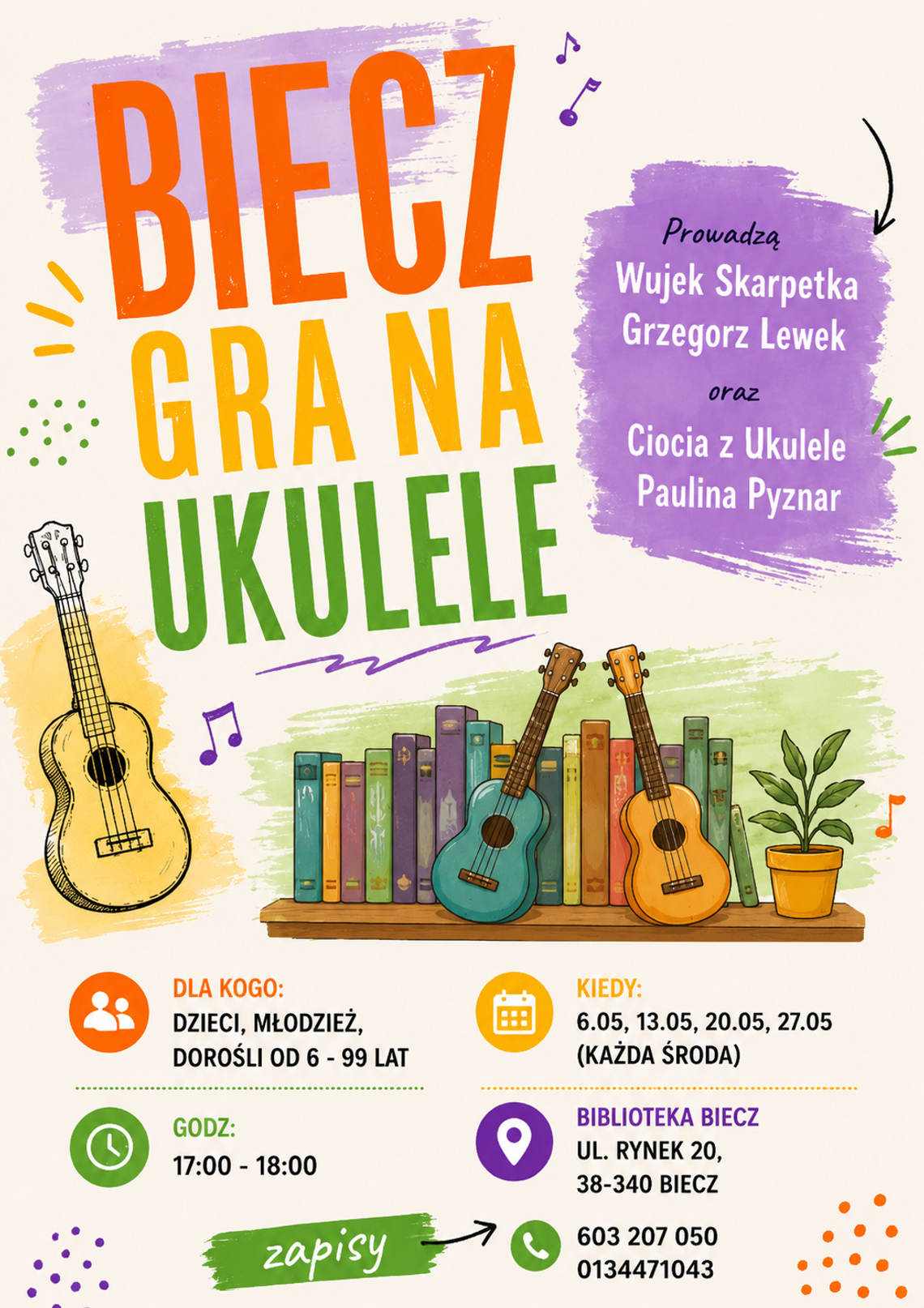 Biecz Gra na Ukulele | zapowiedzi wydarzeń - halogorlice.info zdjęcie przedstawia plakat promujący wydarzenie - Biecz Gra na Ukulele