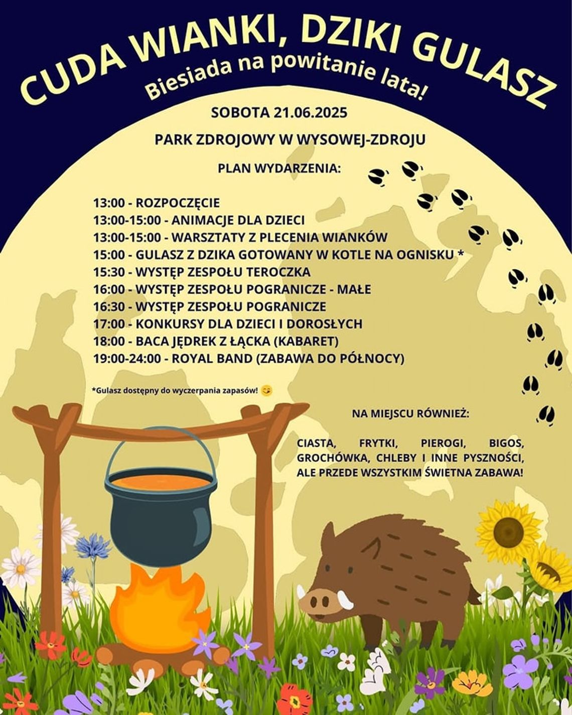 Biesiada na powitanie lata: Cuda, wianki, dziki gulasz | halogorlice.info Plakat zapowiadający wydarzenie Biesiada na powitanie lata