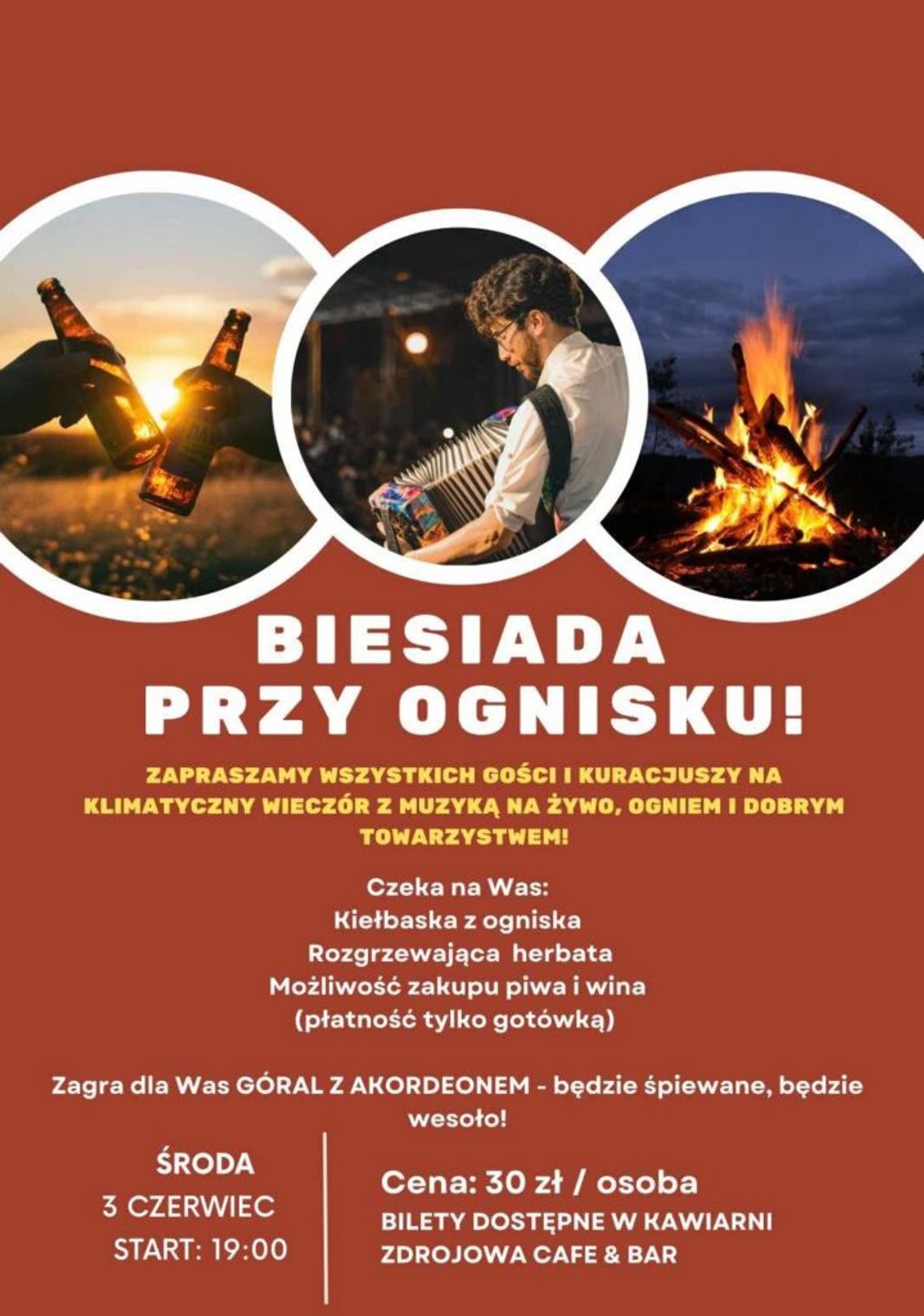 Biesiada przy ognisku w Wysowej-Zdroju | zapowiedzi wydarzeń - halogorlice.info zdjęcie przedstawia plakat promujący wydarzenie - Biesiada przy ognisku w Wysowej-Zdroju