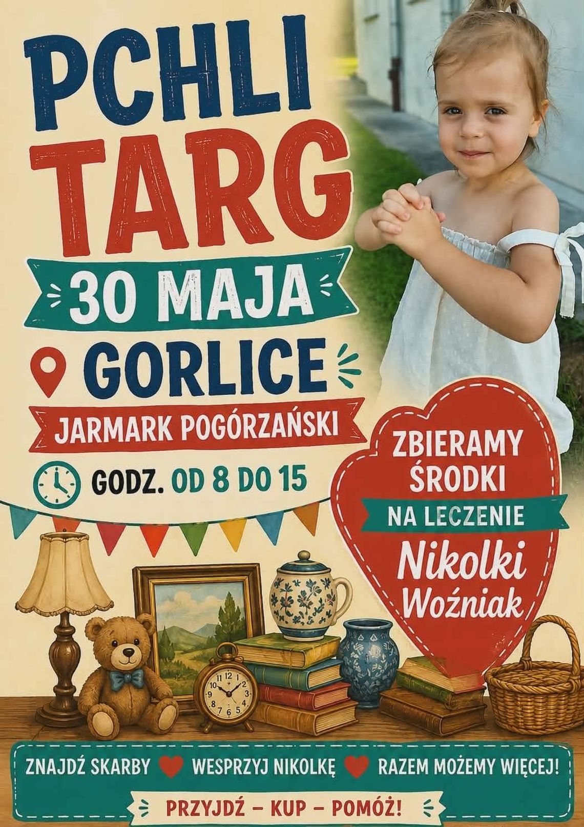 Charytatywny Pchli Targ dla Nikoli | zapowiedzi wydarzeń - halogorlice.info zdjęcie przedstawia plakat promujący wydarzenie - Charytatywny Pchli Targ dla Nikoli
