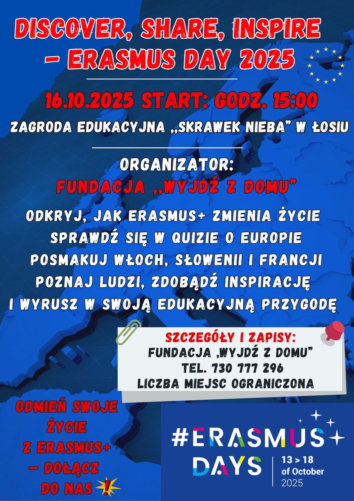 Discover, Share, Inspire – Erasmus Day 2025 | zapowiedzi wydarzeń - halogorlice.info plakat zapowiadający Discover, Share, Inspire – Erasmus Day 2025