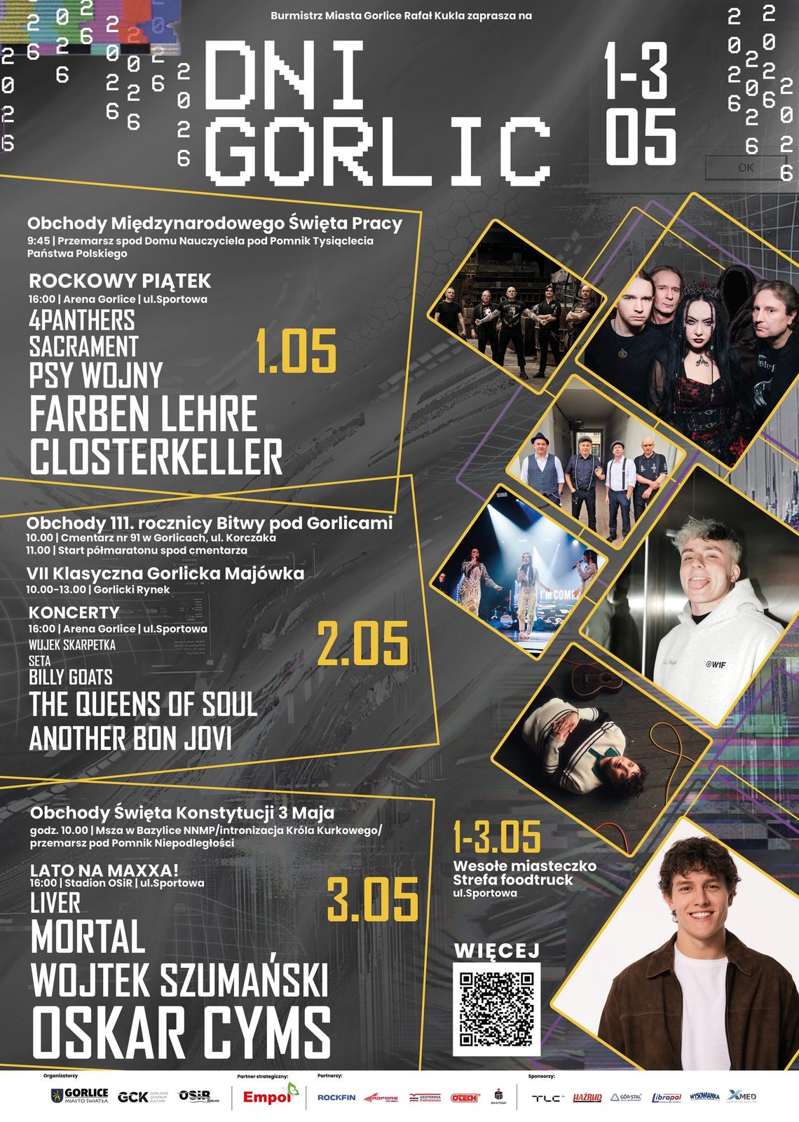 plakat zapowiadający wydarzenie - Dni Gorlic 2026. Trzy dni koncertów, święta i wielkie gwiazdy na początku maja